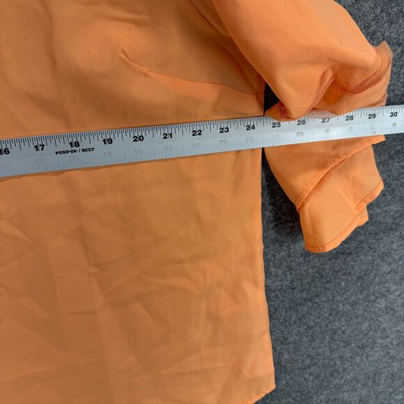 New Ashley Stewart Blouse Women 2X Plus Orange V-Neck 3/4 Sleeve Pullover Casual - Picture 6 of 8